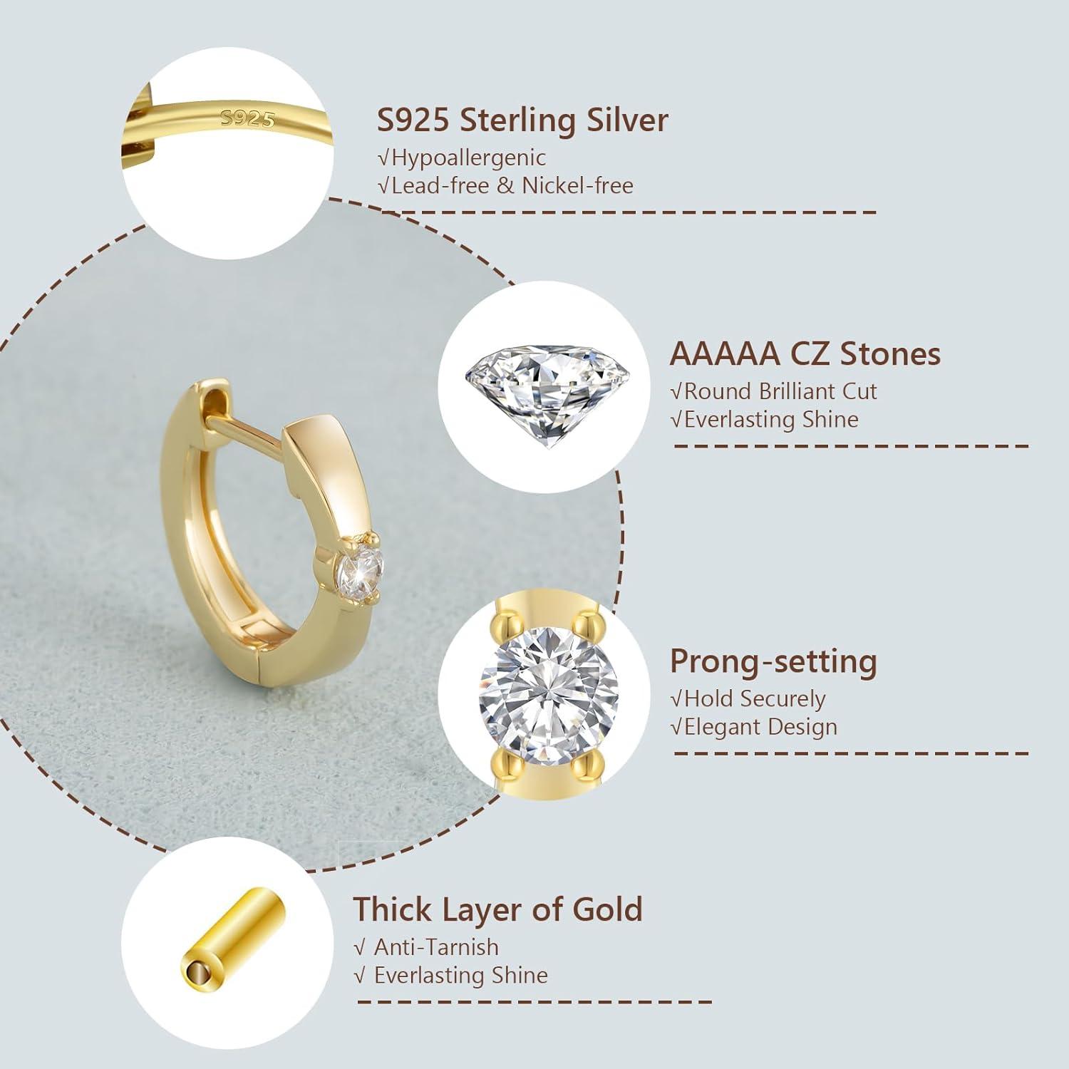 Silber Creolen Ohrringe Zirkonia Stein Damen Geschenk 925 Hypoallergen