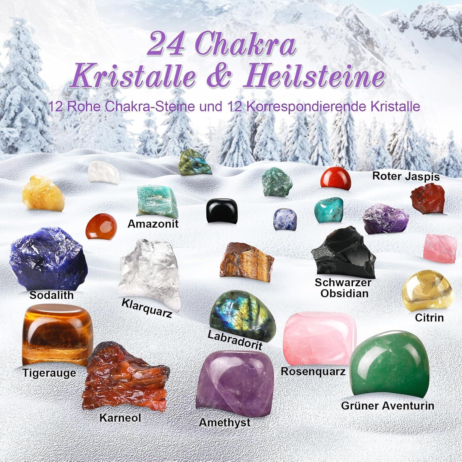 Adventskalender 2024 Chakra Kristalle Weihnachts Countdown 24
