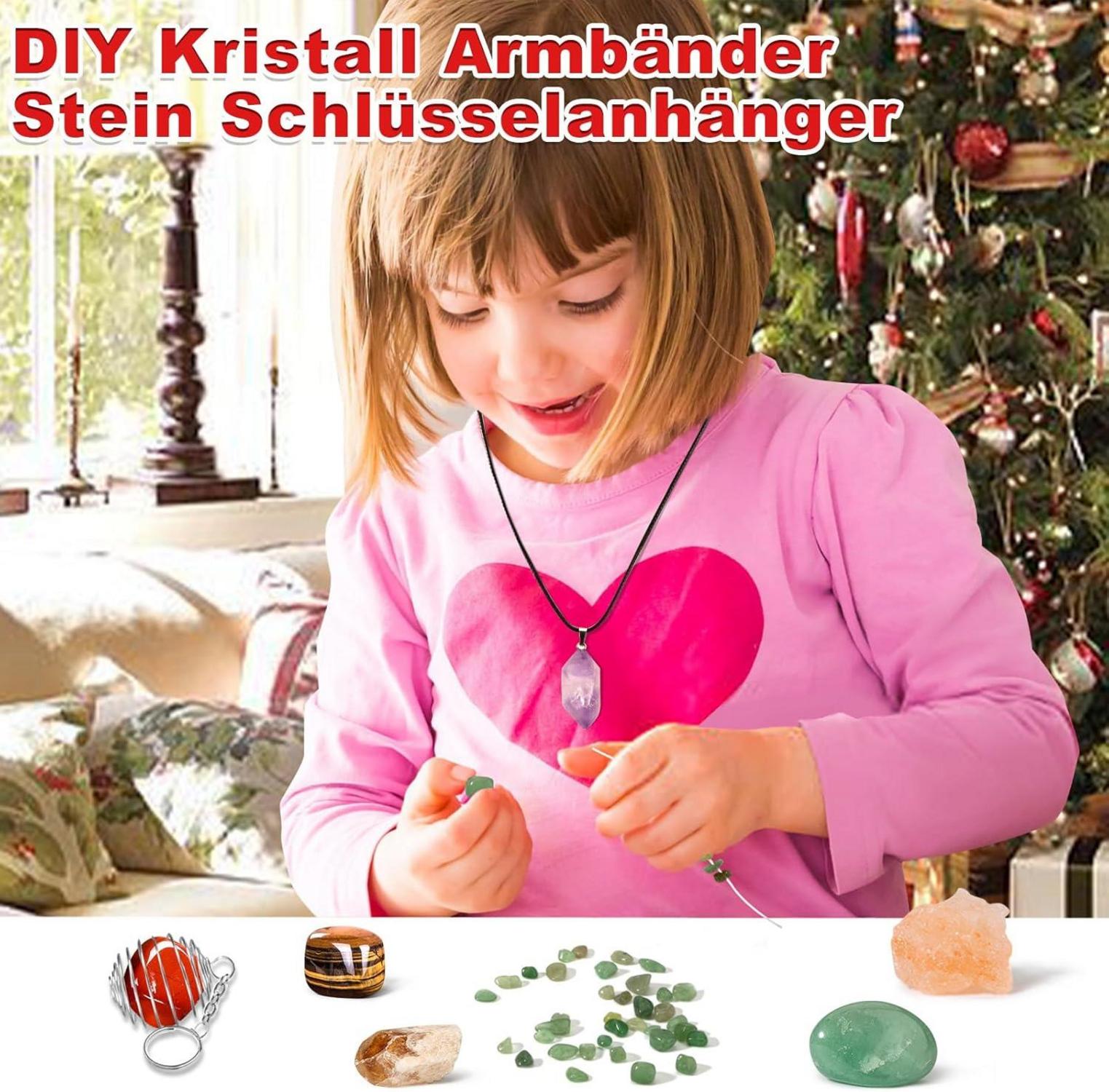 24-tägiger Kristalle und Mineralien Weihnachts-Adventskalender 2024 für Kinder