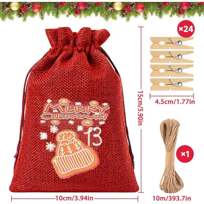 Adventskalender zum Befüllen Kinder Stoffbeutel