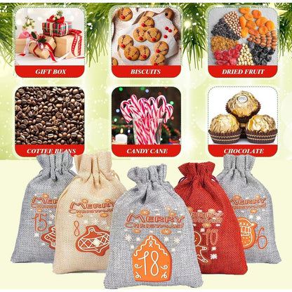 Adventskalender zum Befüllen Kinder Stoffbeutel