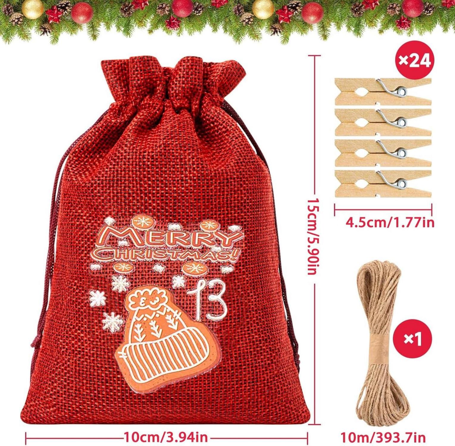 Adventskalender Kinder Weihnachtskalender 24 Säckchen zum Befüllen