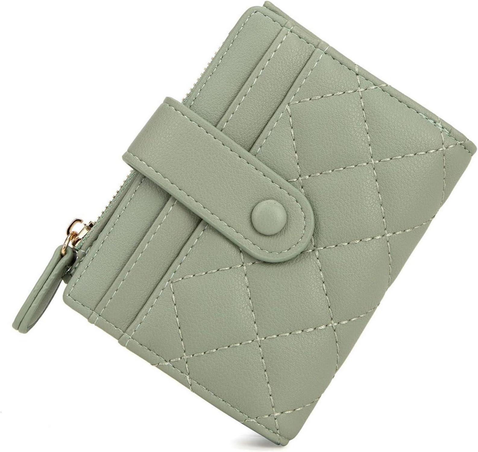 Kleine Damen Geldbörse Bifold Leder Portemonnaie Grün