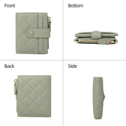 Kleines Portemonnaie Damen Leder Bifold, Grün, Mehrere