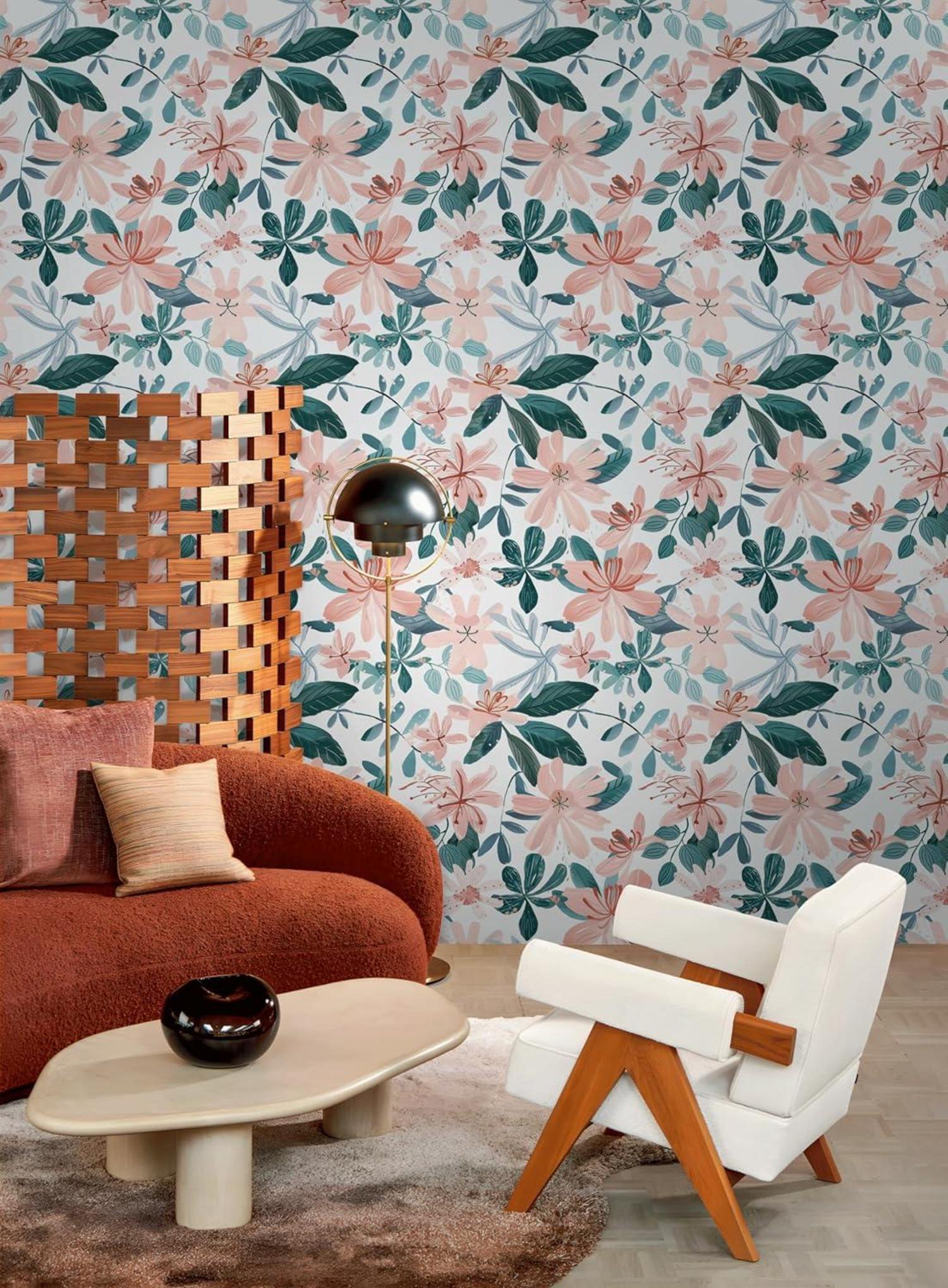Selbstklebende Tapete Floral Blätter Wandpapier abnehmbar 44x300cm