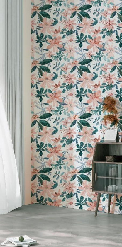 Selbstklebende Tapete Floral Blätter Wandpapier Abnehmbar 44x1000cm