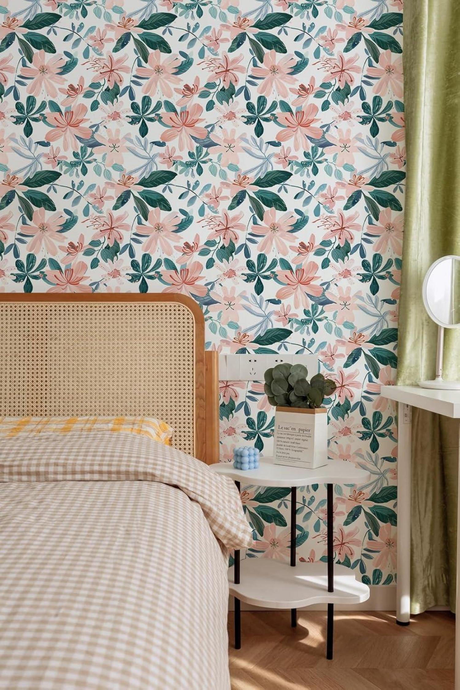 Selbstklebende Tapete Blätter Floral Wanddeko PVC 44x1000cm