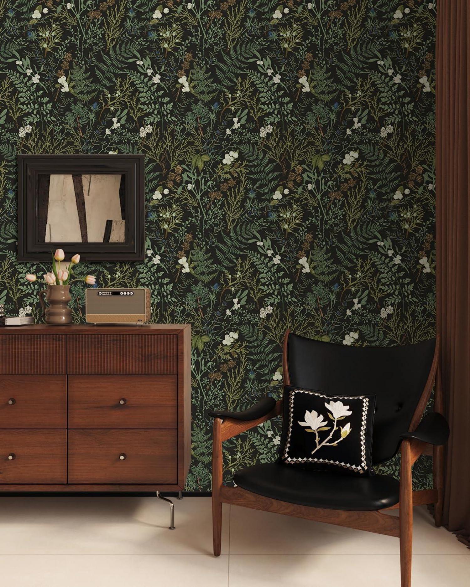 Moderne Selbstklebende Tapete Blätter Floral Wanddeko PVC Vinyl 44x1000cm