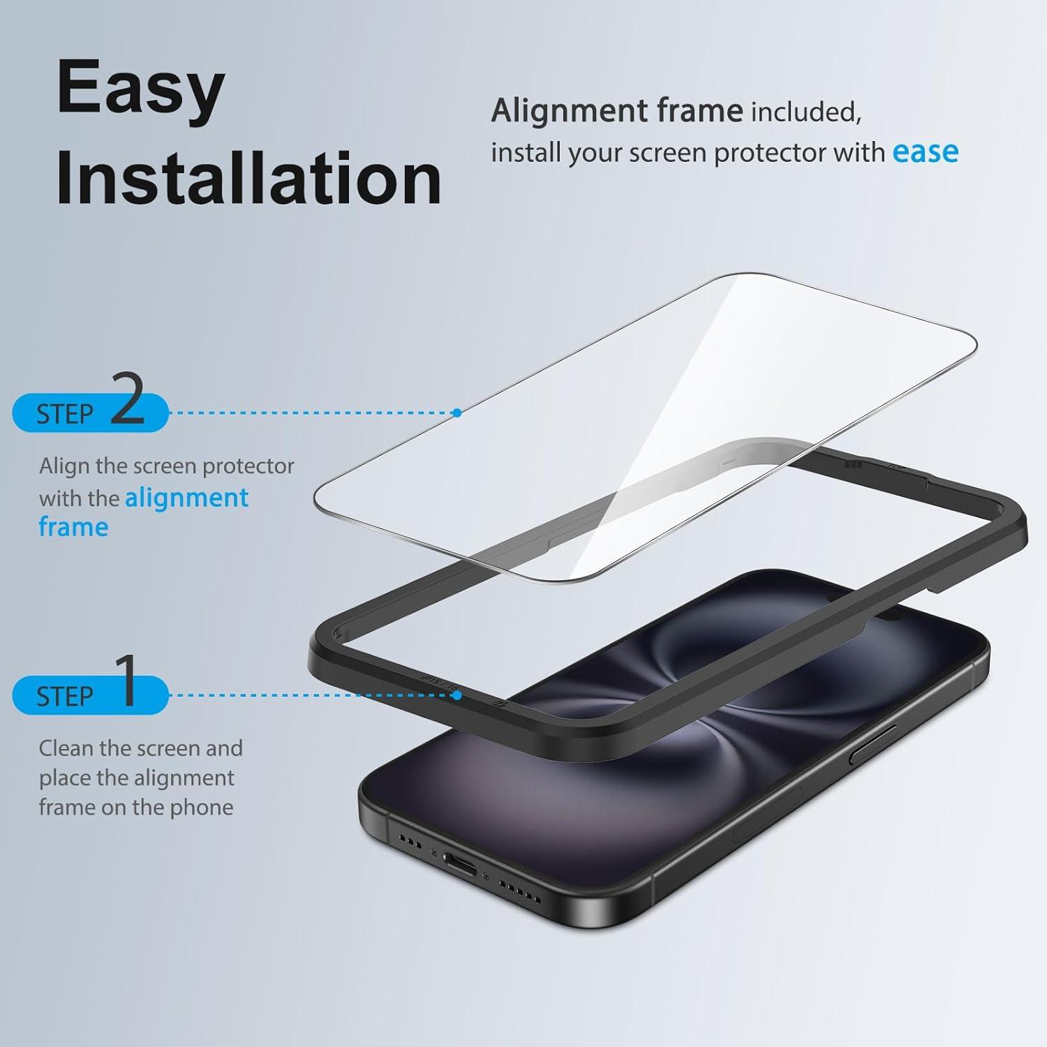 SPARIN iPhone 16 Panzer Schutzglas 9H Kameraschutz HD-Klar