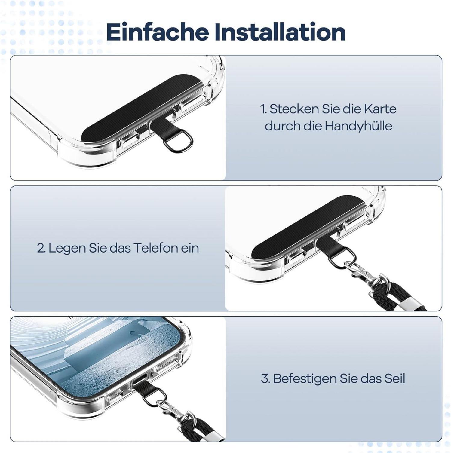 Caslord Handykette Universal Lanyard 2 Stück 4 Pad Einstellbar Schwarz Gold