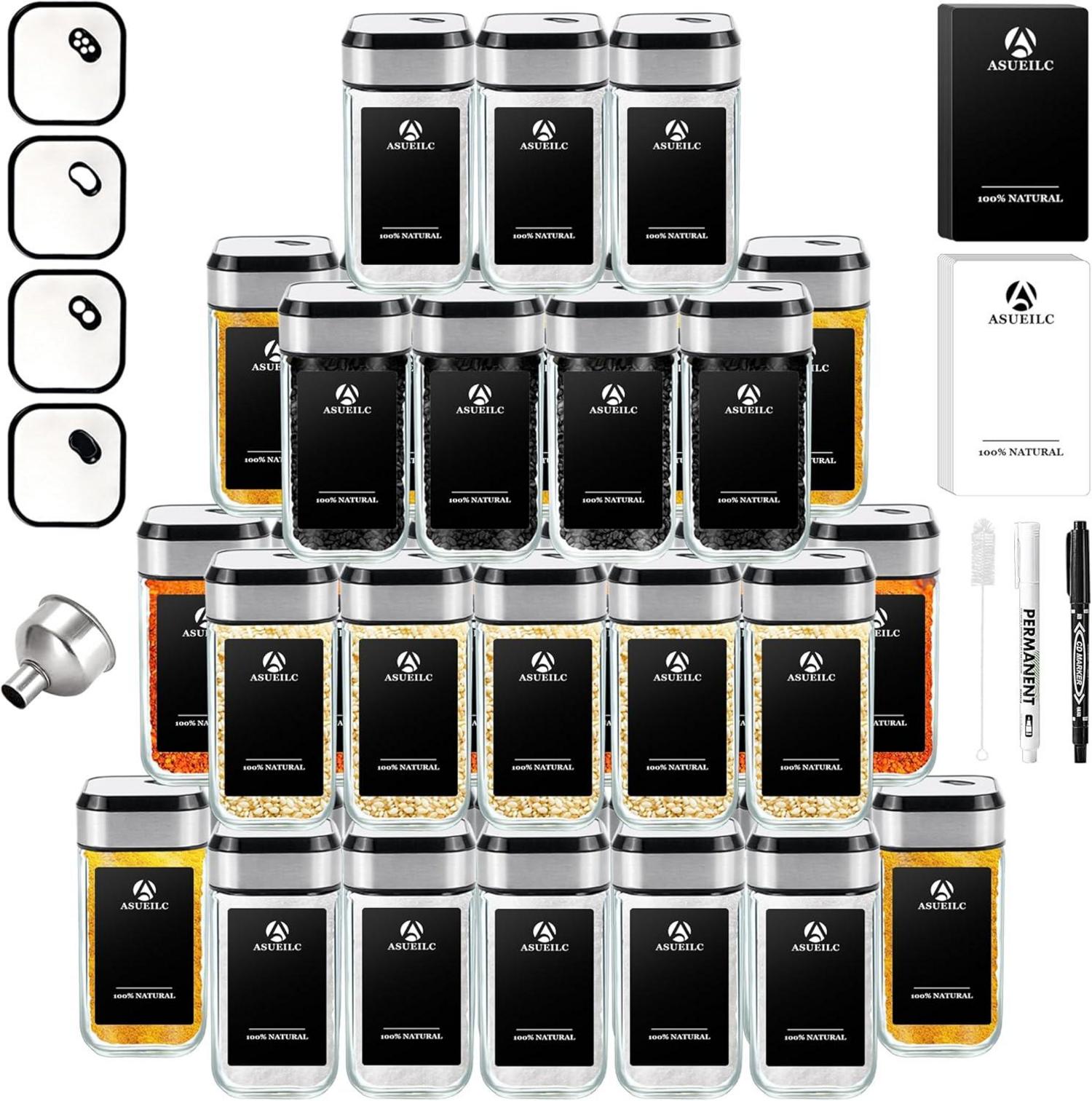 Gewürzgläser Set 35 drehbare Gewürzdosen 120ml mit Etiketten