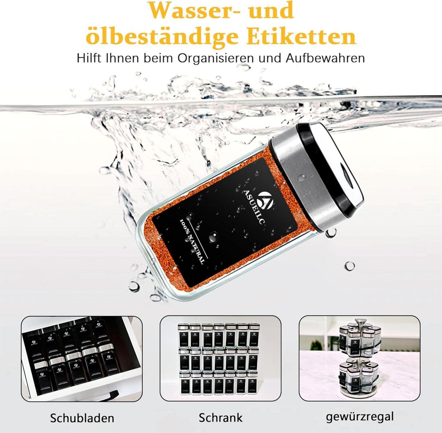 35 Gewürzdosen 120ml Set | Drei Kaliber einstellbar | Küche Gewürz Organizer