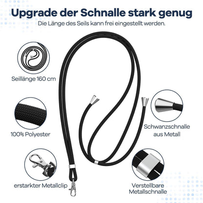 Caslord Handykette Universal für alle Smartphones - 2 Stück mit 4 Pads - Einstellbar und Abnehmbar - Schwarz und Roségold