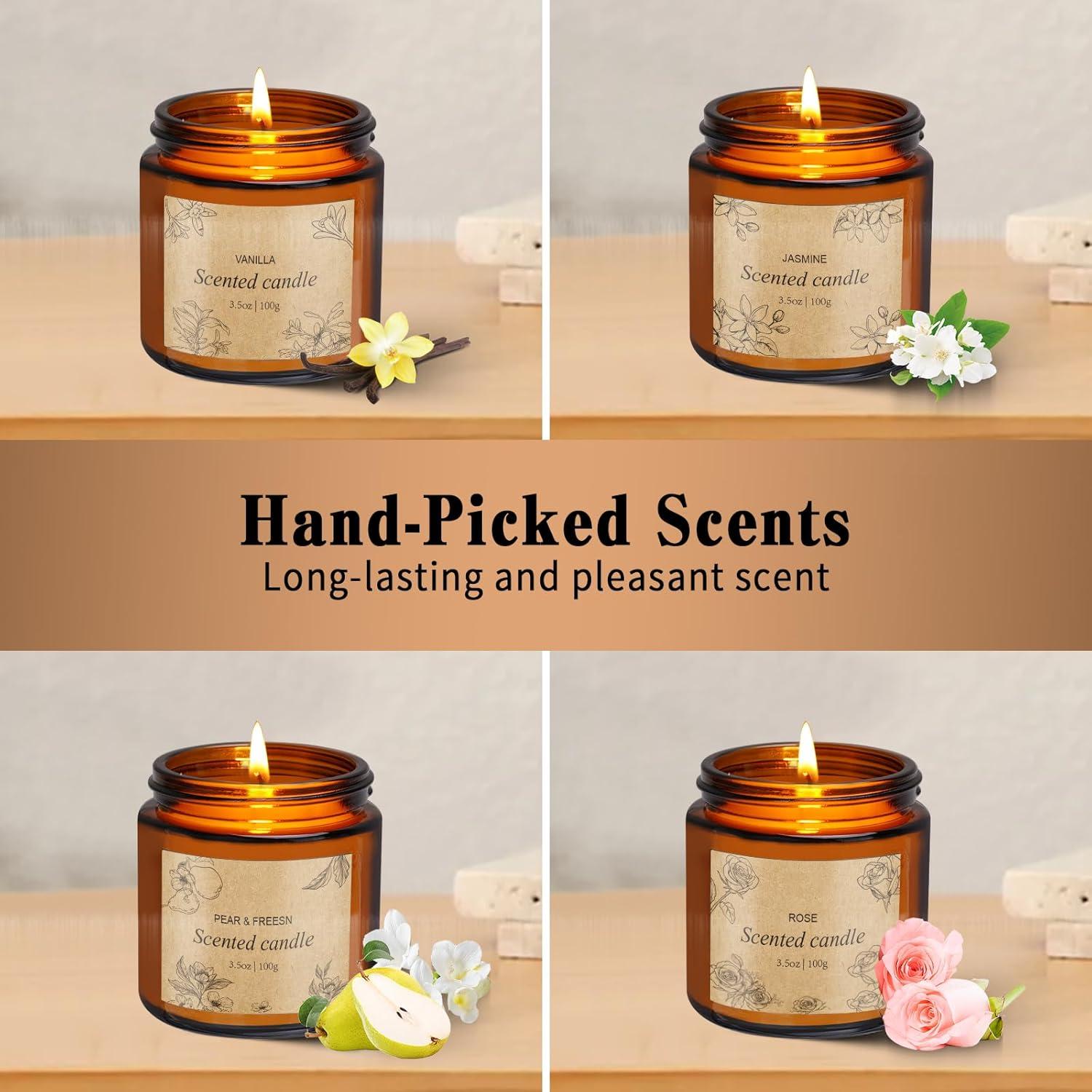 Duftkerze im Glas Set, 4 x Geschenke für Frauen, Sojawachs