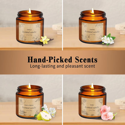 Duftkerze im Glas Set, 4 x Geschenke für Frauen, Sojawachs
