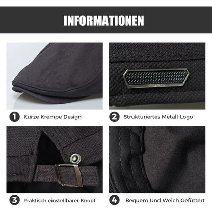 Herren Schiebermütze mit Futter – Gatsby Flatcap Newsboy Cap Schwarz