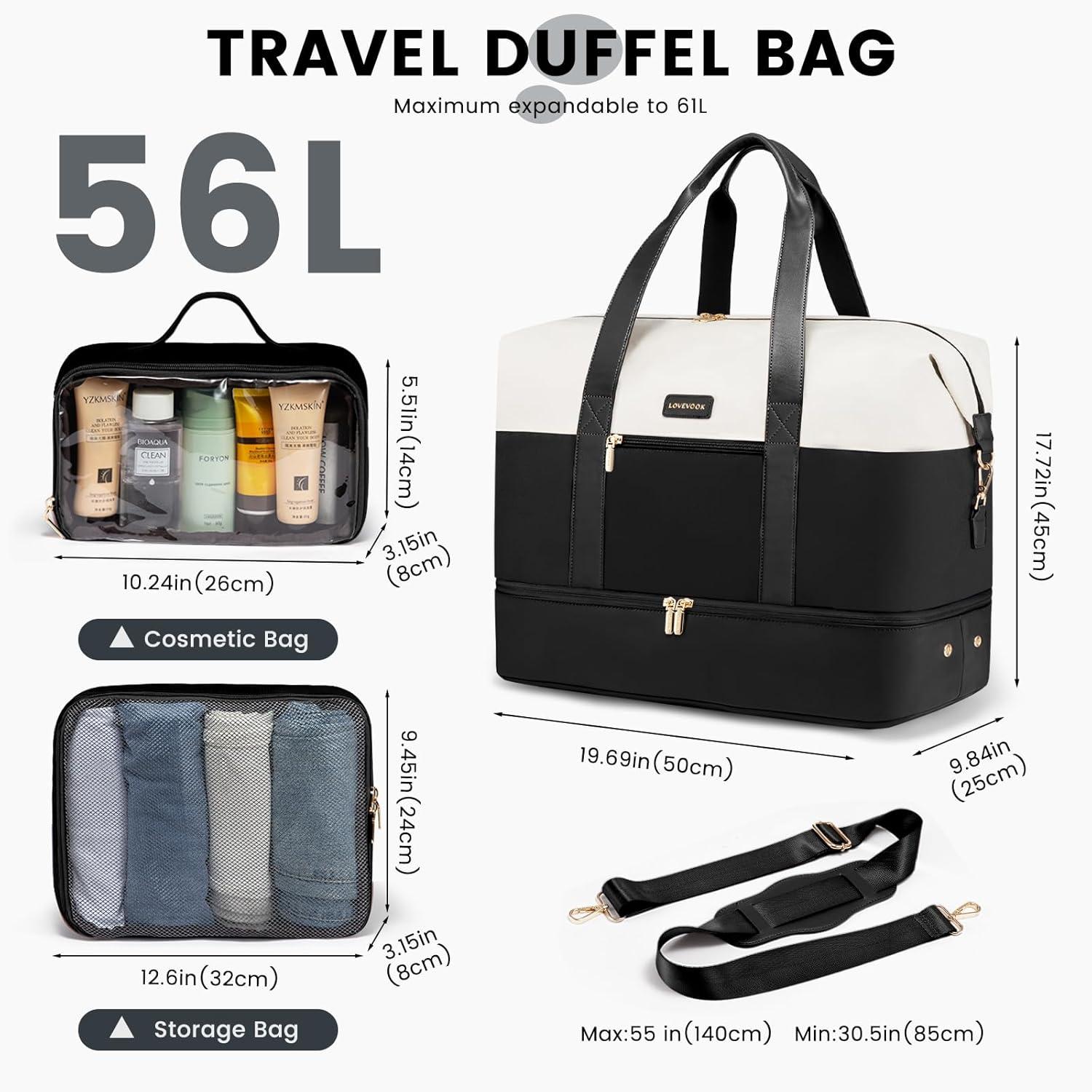 Weekender Reisetasche Damen Handgepäck 56L Tasche