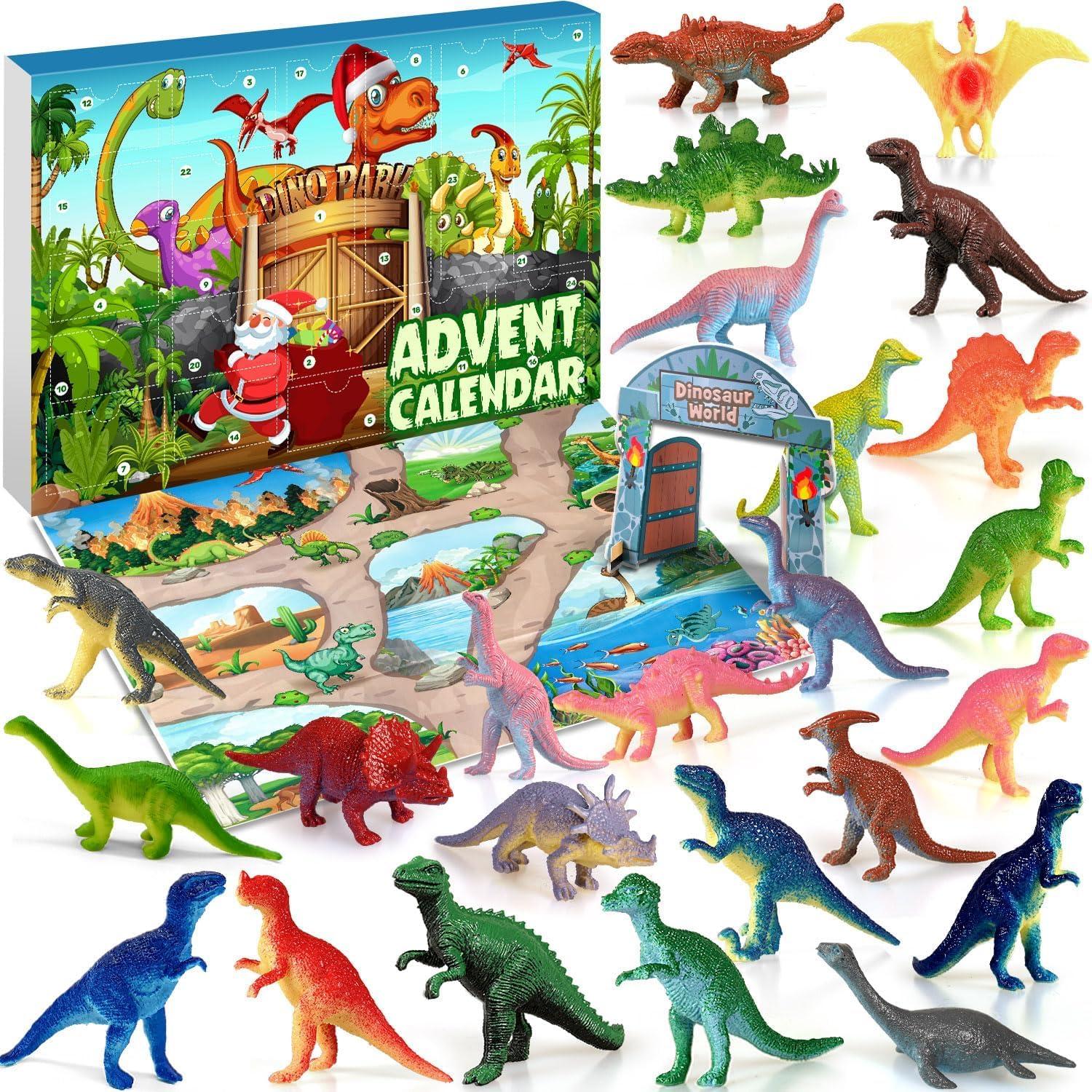 Dinosaurier Adventskalender 2024 mit 24 Figuren für Kinder