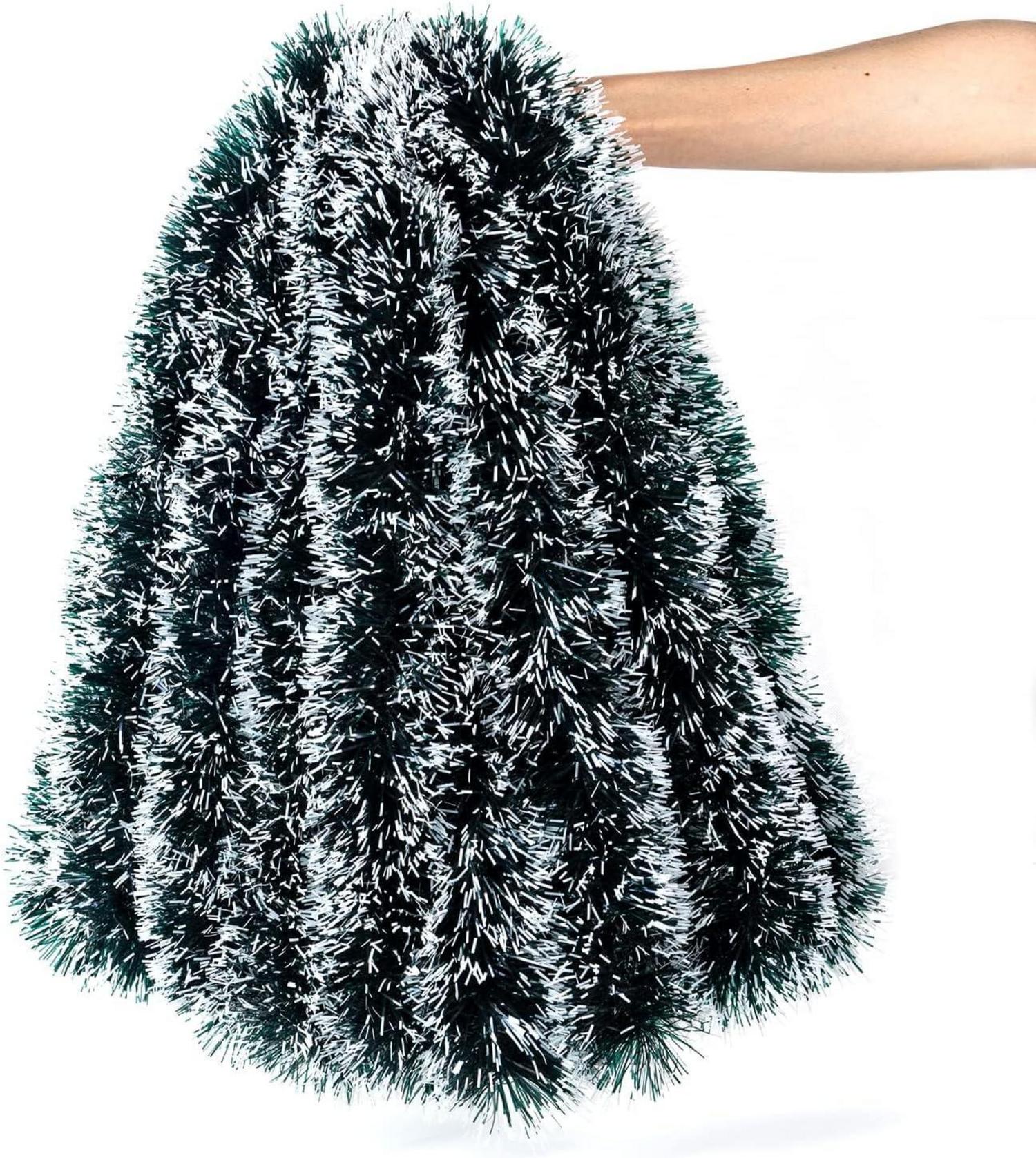 Weihnachtsgirlande Grün Lametta 10m Weihnachtsdeko für Baum Party Fest