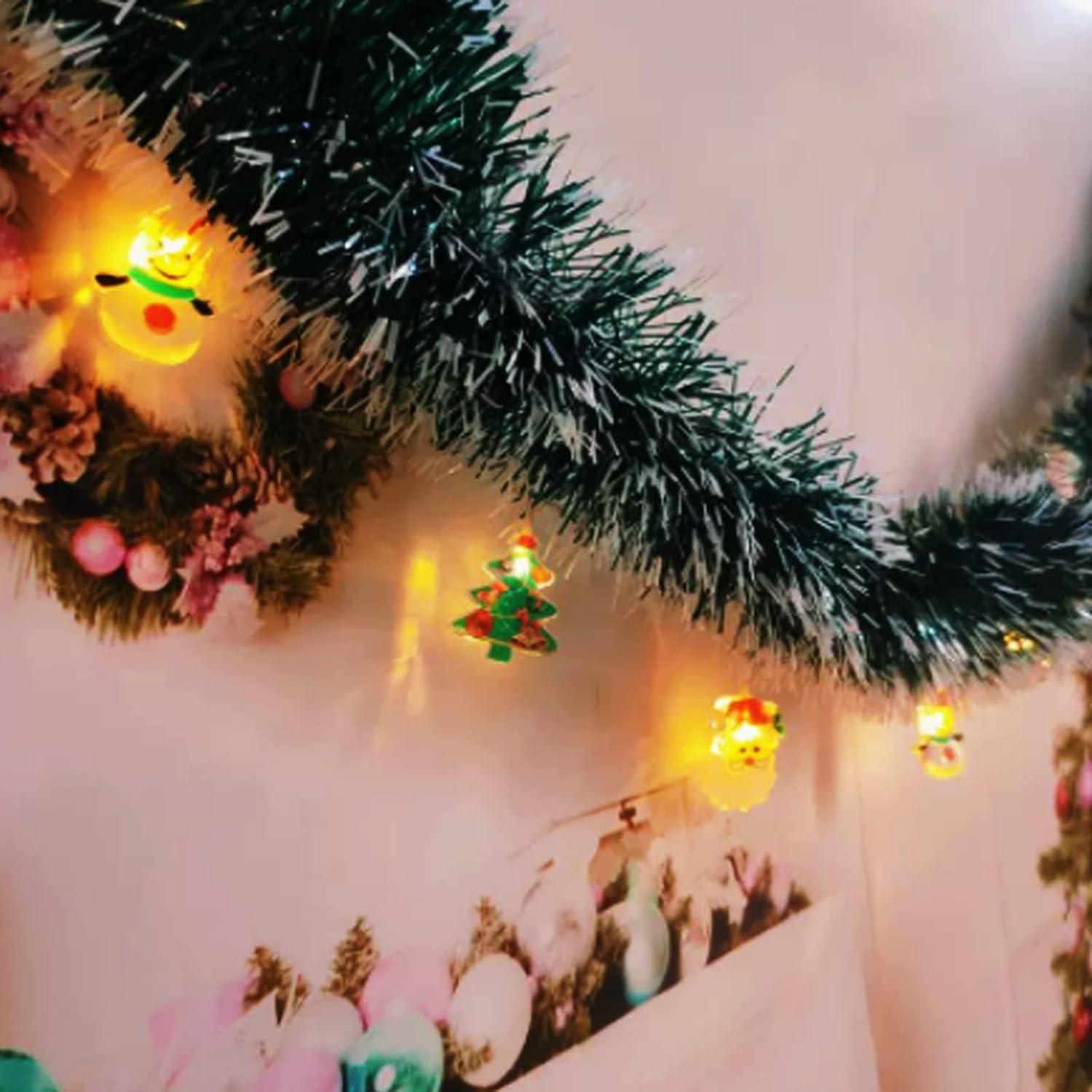 10m Weihnachtsgirlande Grün Lametta Metallisch Weihnachtsdeko für Baum