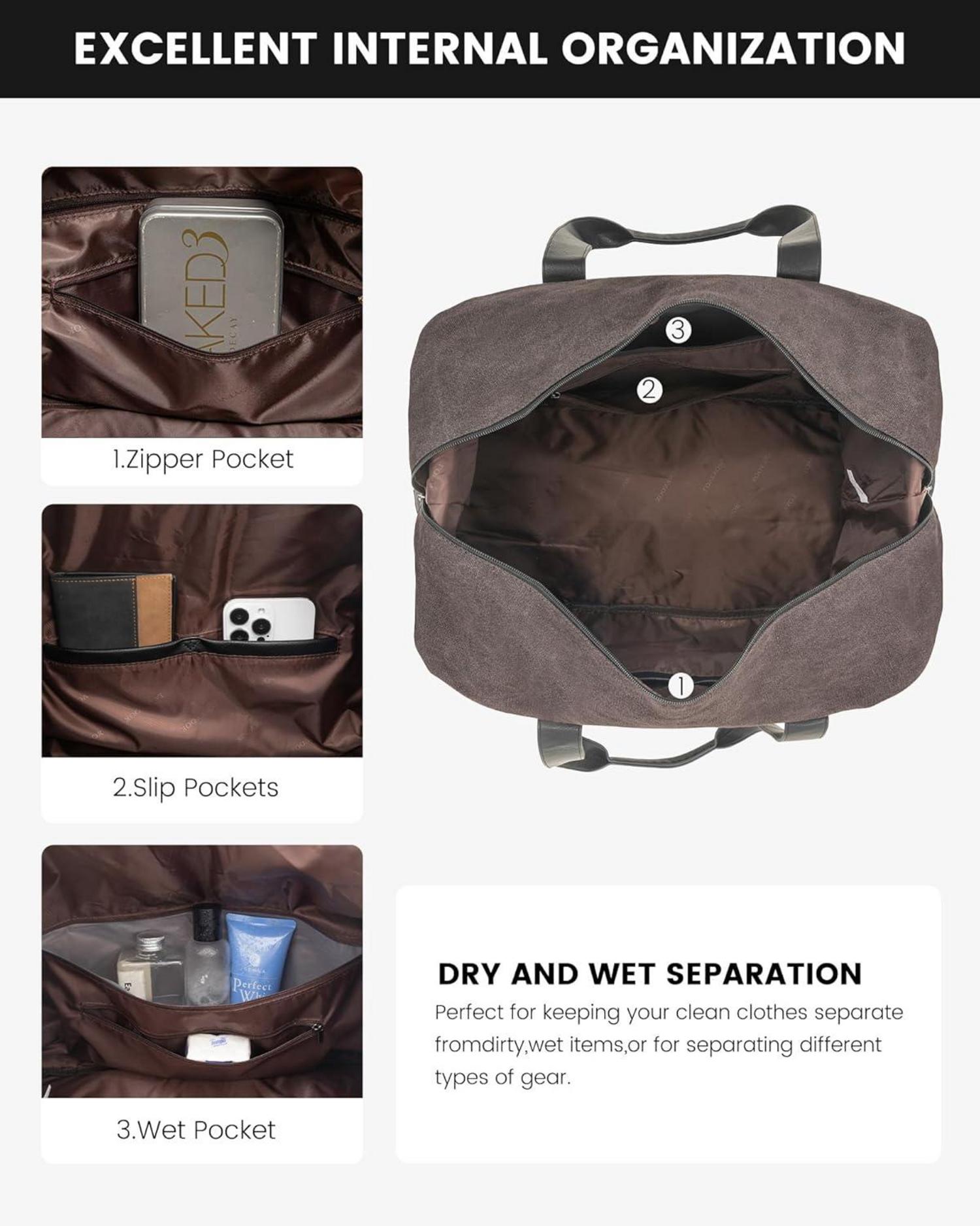 Travel Weekender Duffle Bag mit Schuhfach und Nassfach