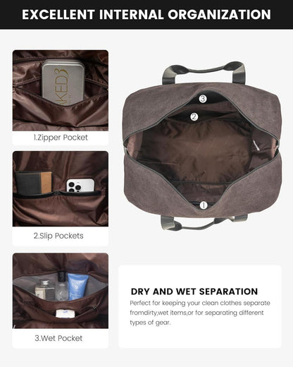 Travel Weekender Duffle Bag mit Schuhfach und Nassfach