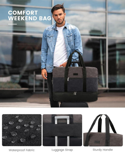 Weekender Reisetasche Herren Handgepäck 56L mit Schuhfach für Reisen Gym - Grau/Schwarz