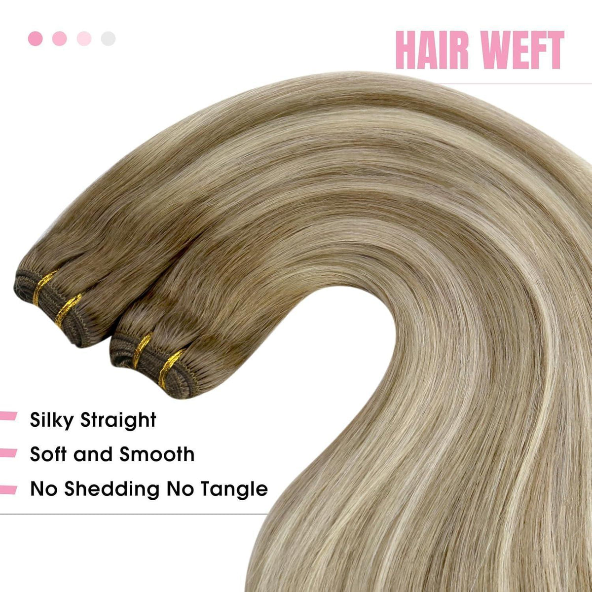Echthaar Tressen Ombre 50cm - Hellbraun/Platinblond