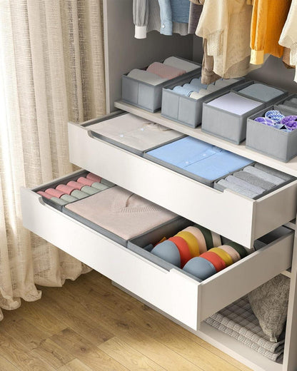 Homsorout 12tlg Schrank Organizer Faltbare Aufbewahrungsbox Stoff Hellgrau