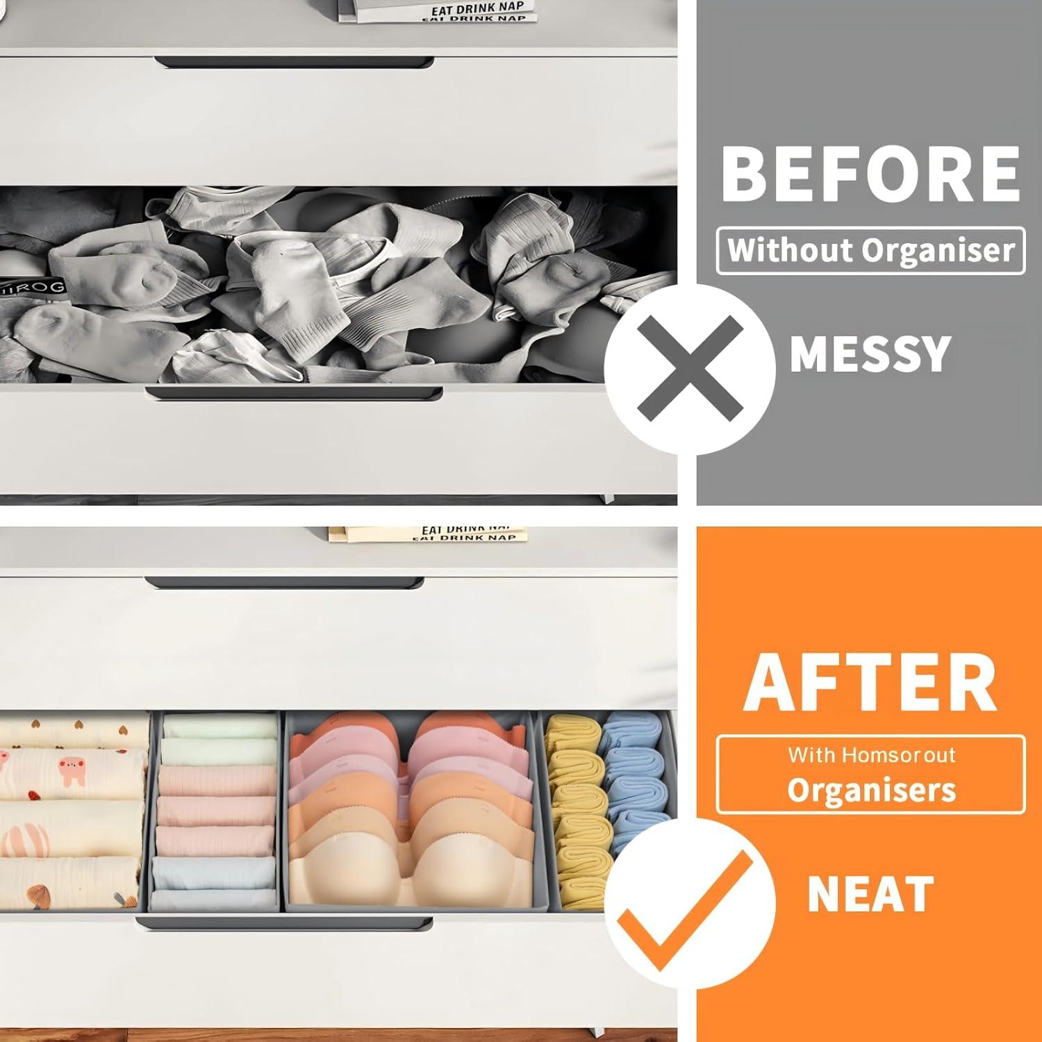 12er Set Schrank Organizer Boxen für Kleidung Socken - Faltbare Stoff