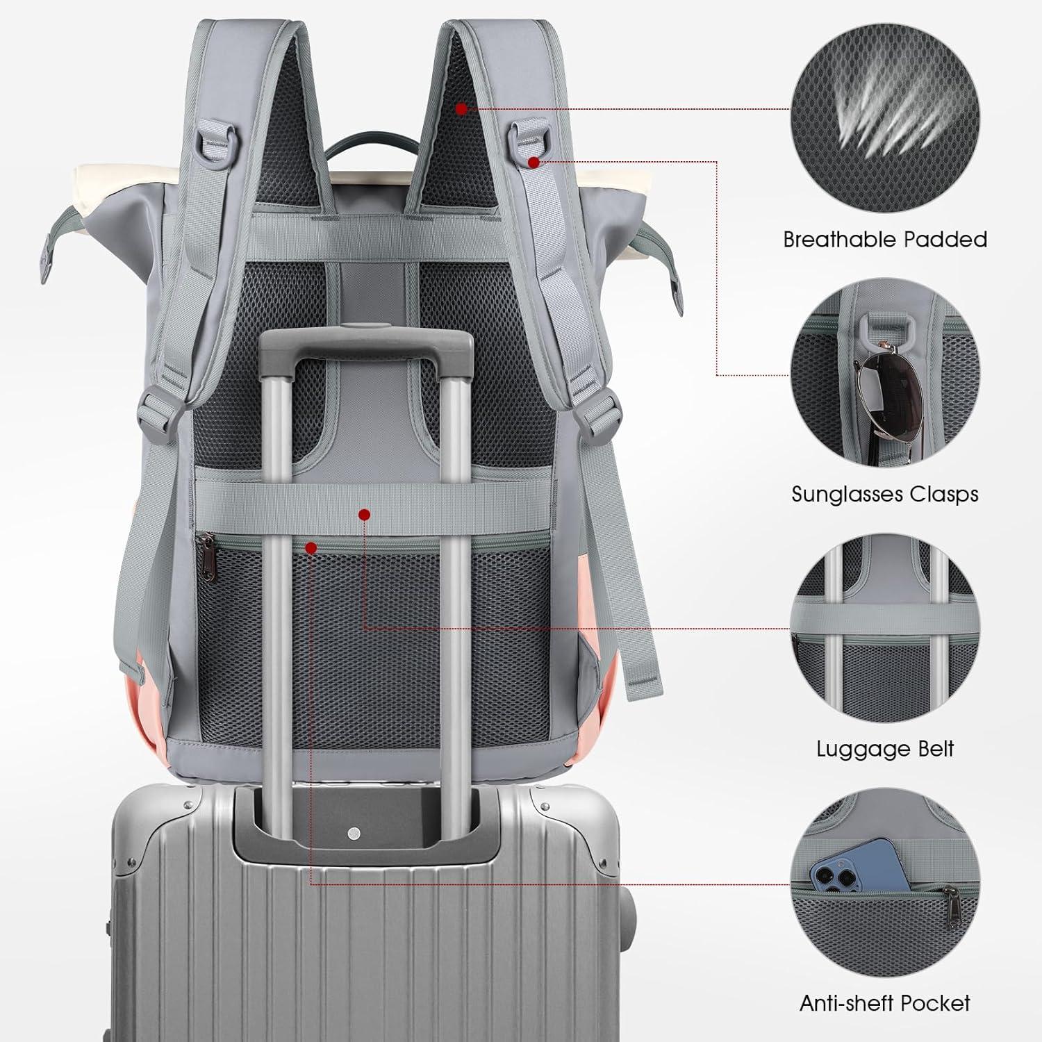 Wasserdichter Rolltop Laptop Rucksack 17,3 Zoll Grau Uni