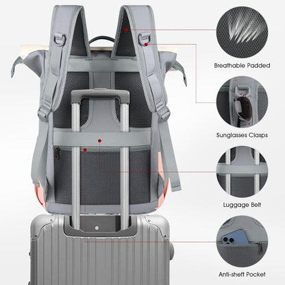 Wasserdichter Rolltop Laptop Rucksack 17,3 Zoll Grau Uni