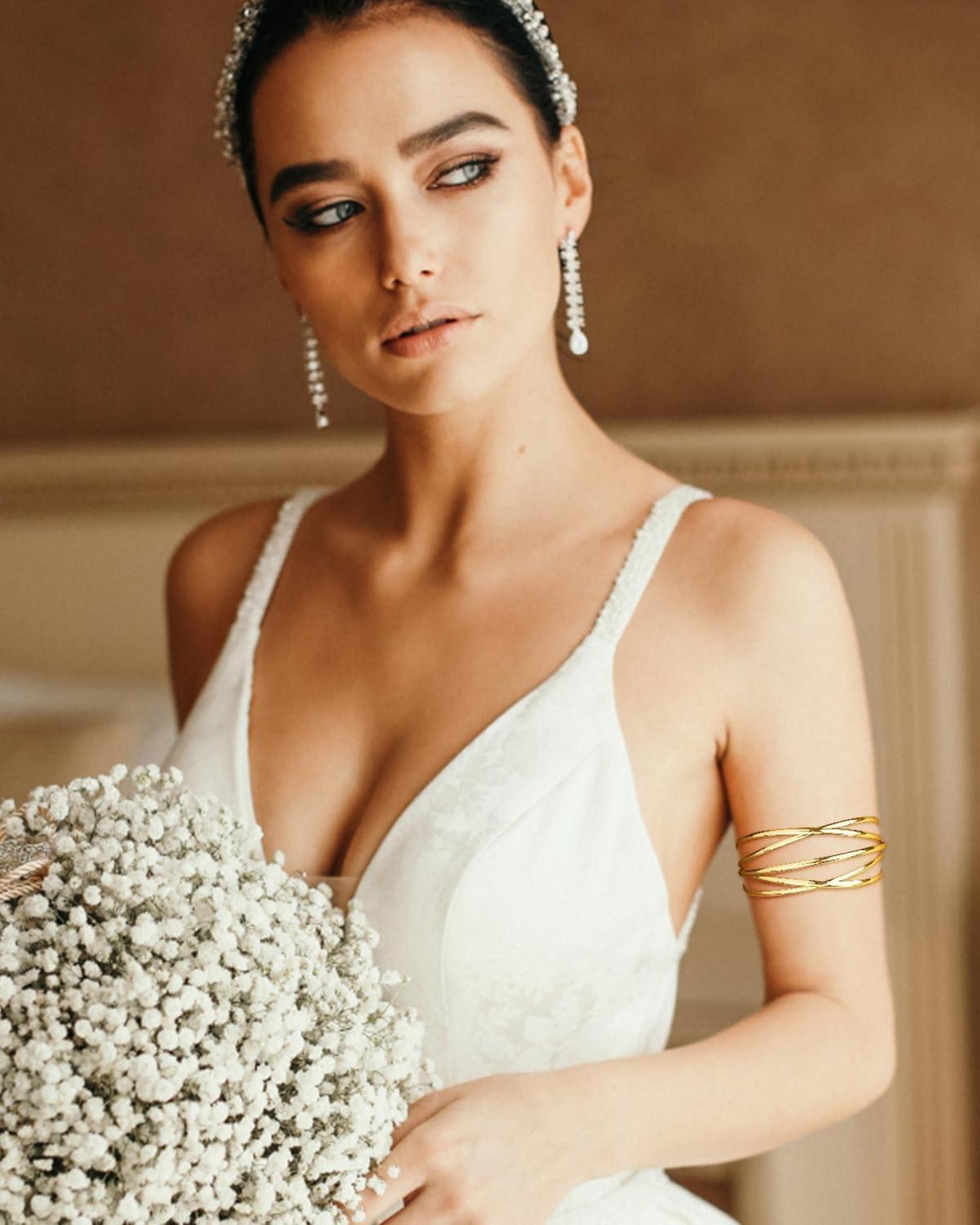 Goldene Armmanschetten Damen Armreif Oberarmreif Verstellbar 8 Stück