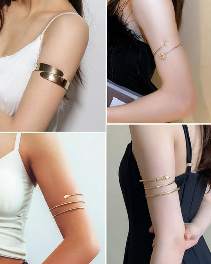 Goldene Armmanschetten Damen Armreif Verstellbar Hochzeitsschmuck 8 Stück