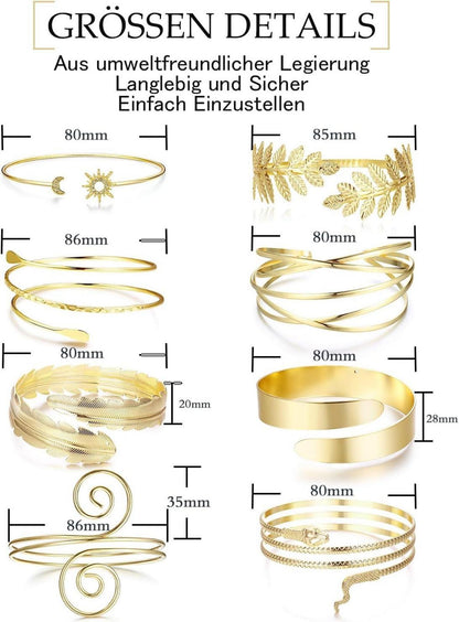 6/8 Stück Goldene Armmanschetten Damen Armreif Verstellbar Einstellbar