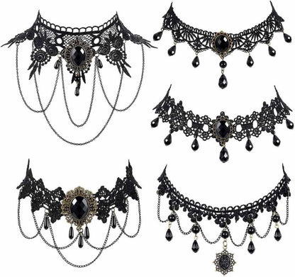 Halloween Gothic Choker Halskette Ohrringe Schmuck Set