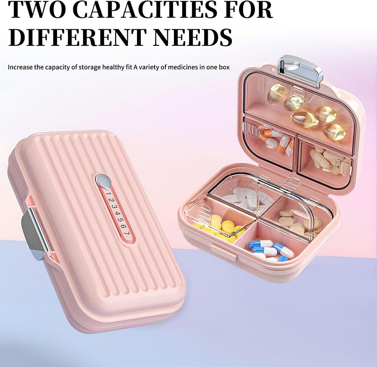 Tablettenbox 7 Tage groß rosa wasserdichte Pillenbox reise