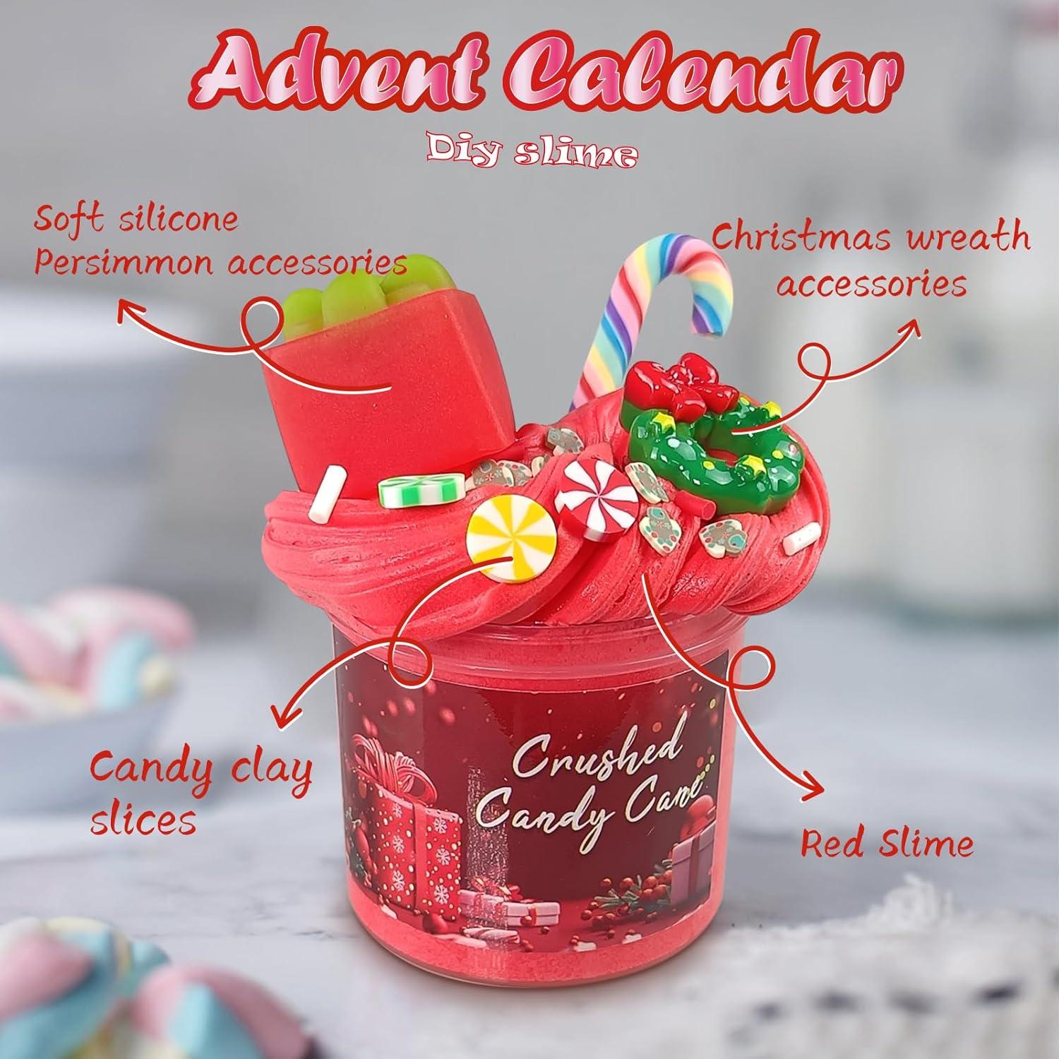 Adventskalender 2024 Slime Weihnachtsmotiv Dekorationsteile