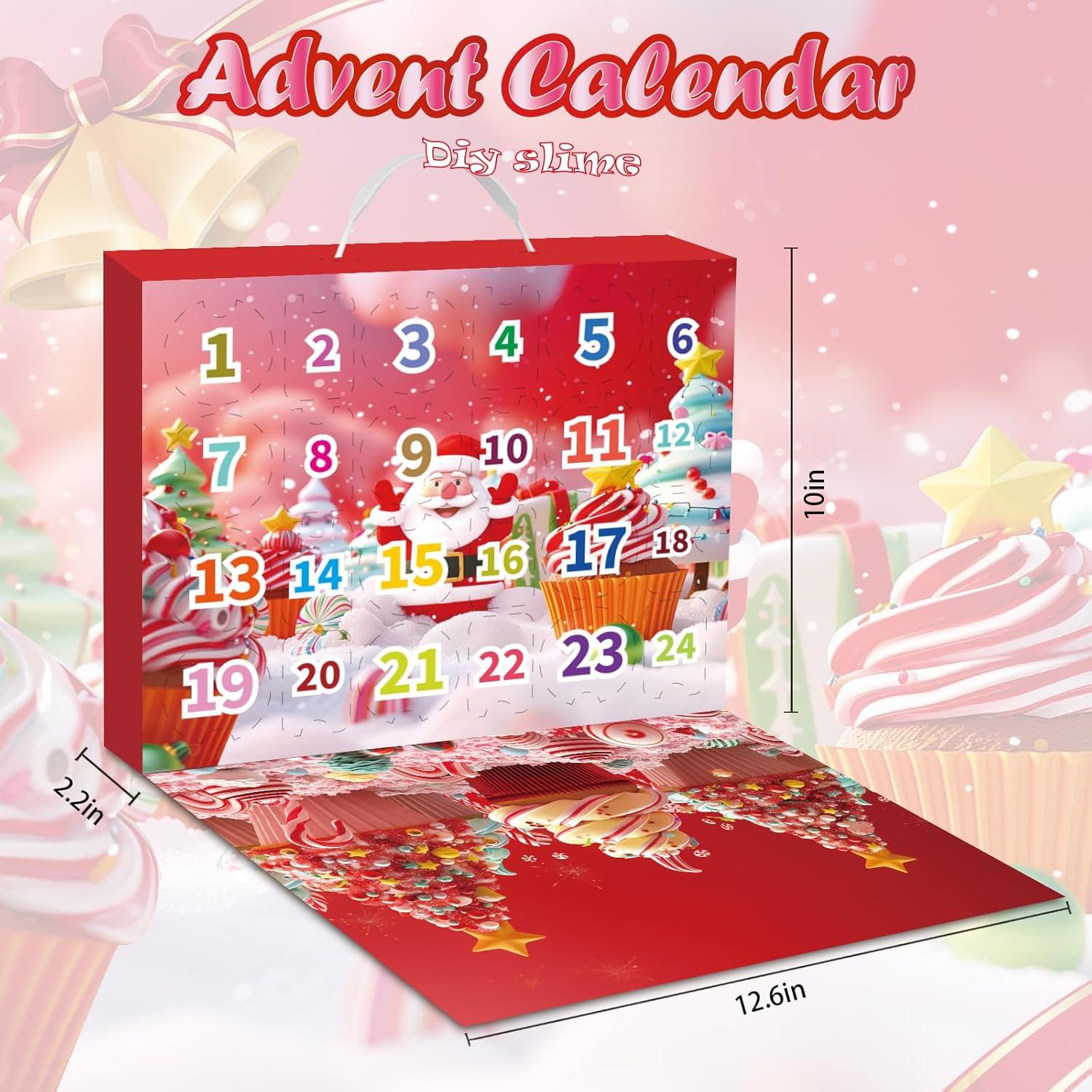 Adventskalender 2024 Kinder Mädchen Slime 24-tägiger Weihnachts Countdown Kalender