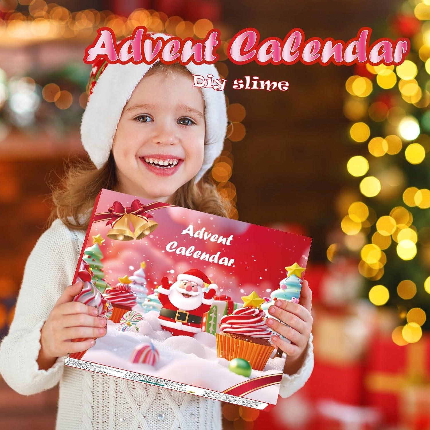 Adventskalender 2024 Mädchen Kinder Slime Weihnachtsmotiven