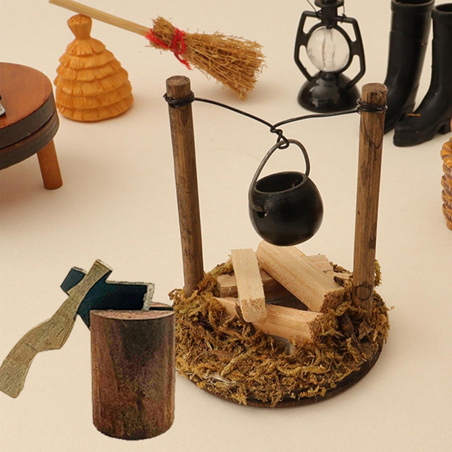 Miniatur Lagerfeuer Wichtelzubehör mit Axt für Weihnachten