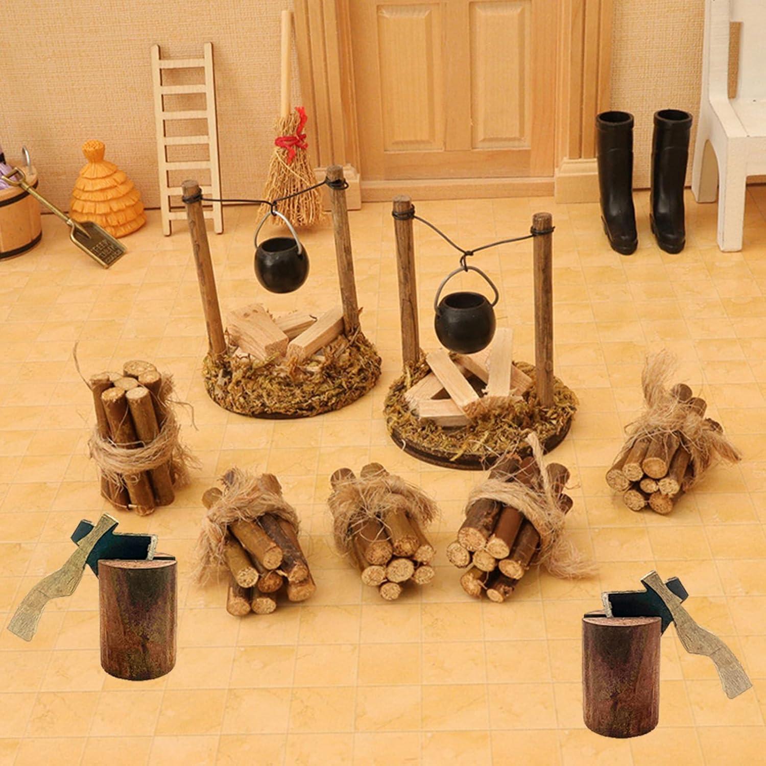 Miniatur Lagerfeuer Wichtelzubehör Weihnachten Axt Puppenhaus Krippen Bonfire