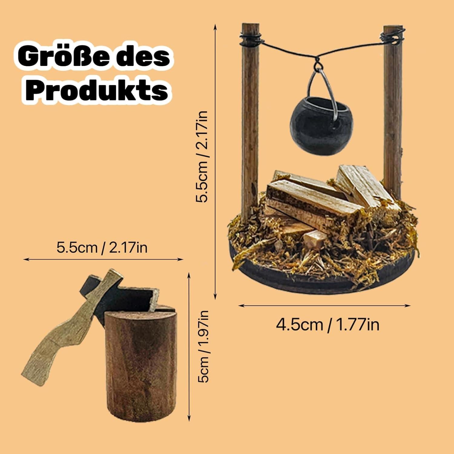 Miniatur Lagerfeuer Wichtel Weihnachtsdeko Krippen DIY Axt Zubehör