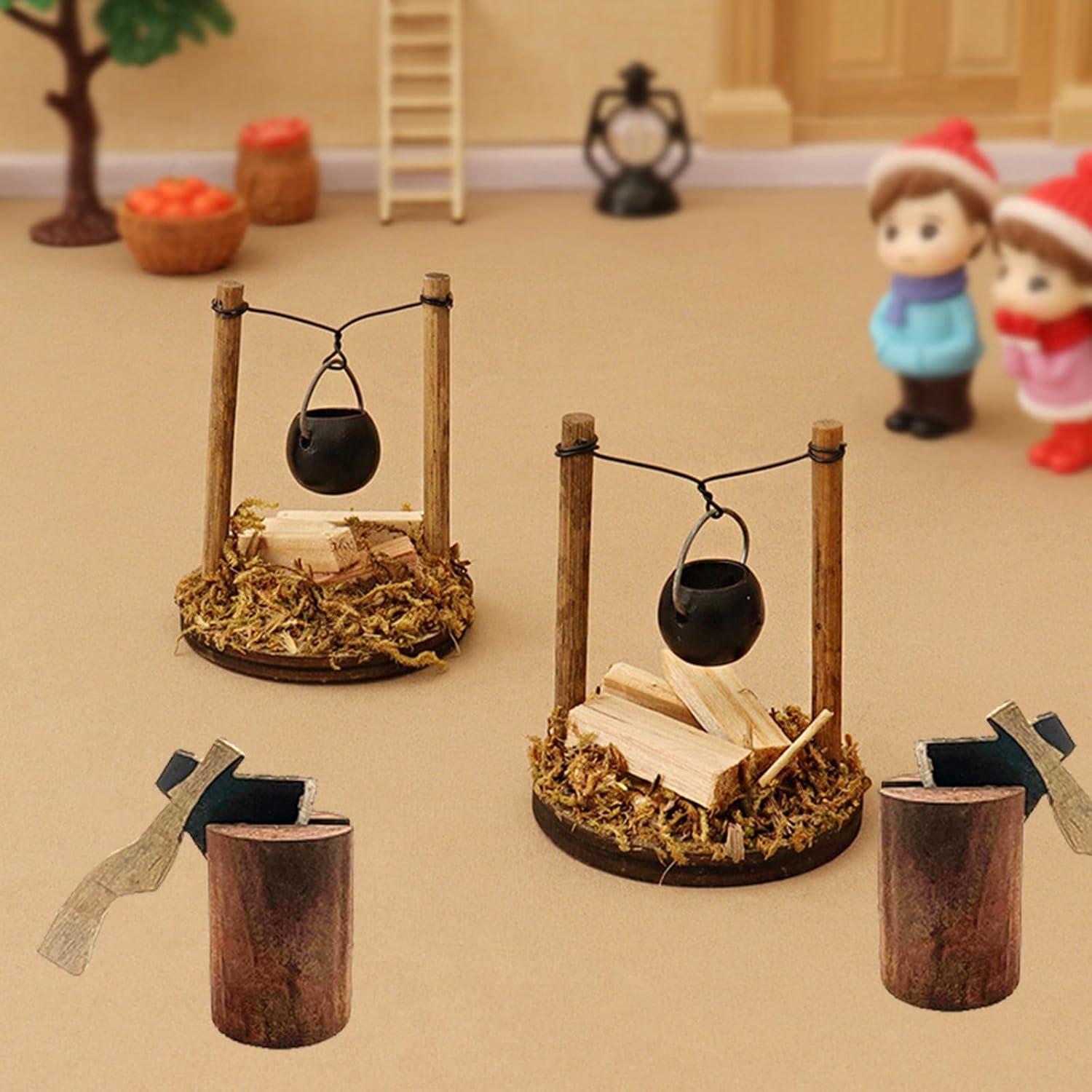 Miniatur Lagerfeuer Wichtel Weihnachtsdeko Krippen DIY Axt Zubehör