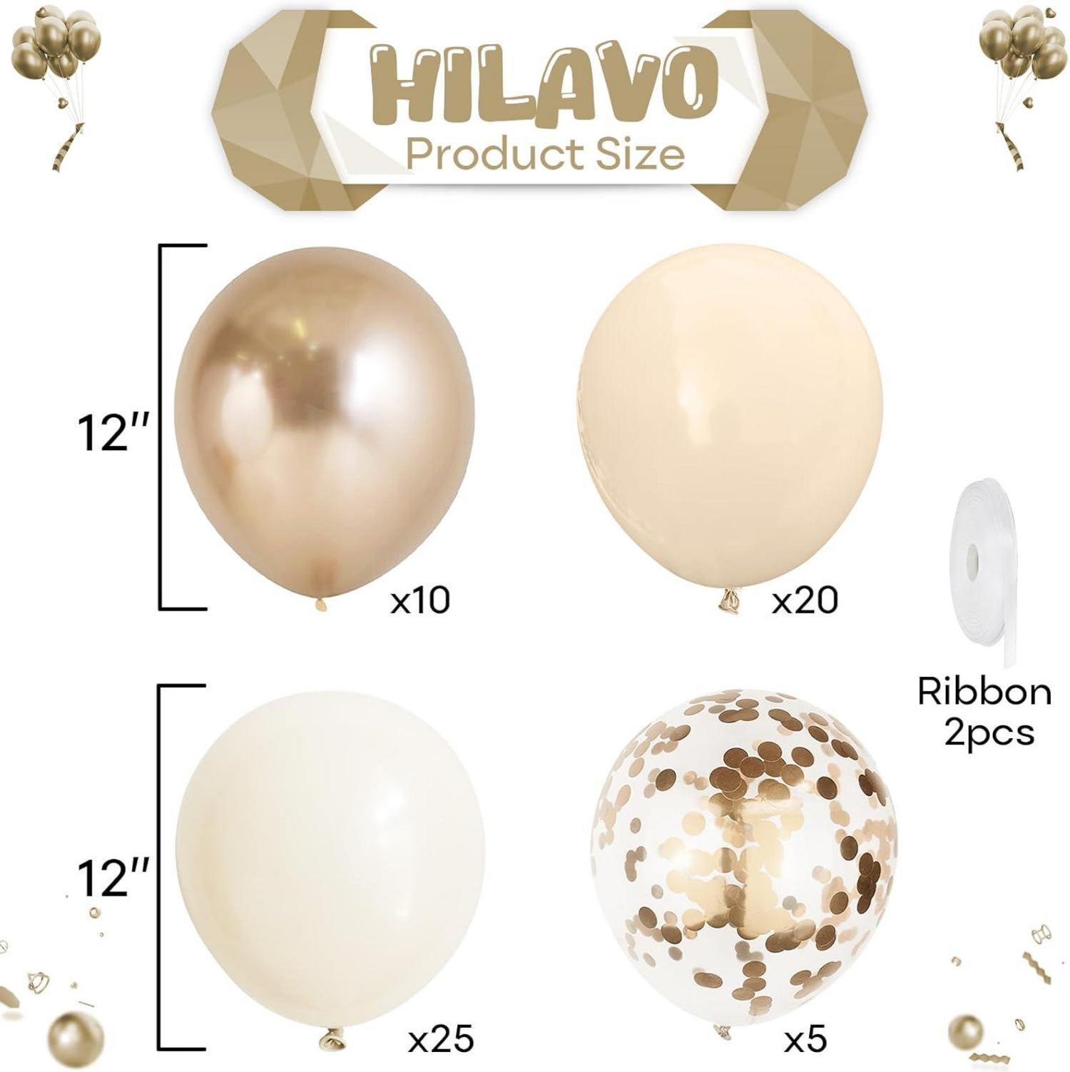 Luftballons Beige Gold 60 Stück - Retro Aprikose Weiß Sand