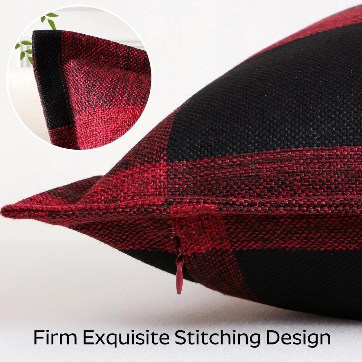 2x Kissenbezug Buffalo Plaid Schwarz Rot 40x40cm