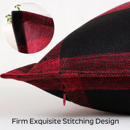 2x Kissenbezug Buffalo Plaid Schwarz Rot 40x40cm