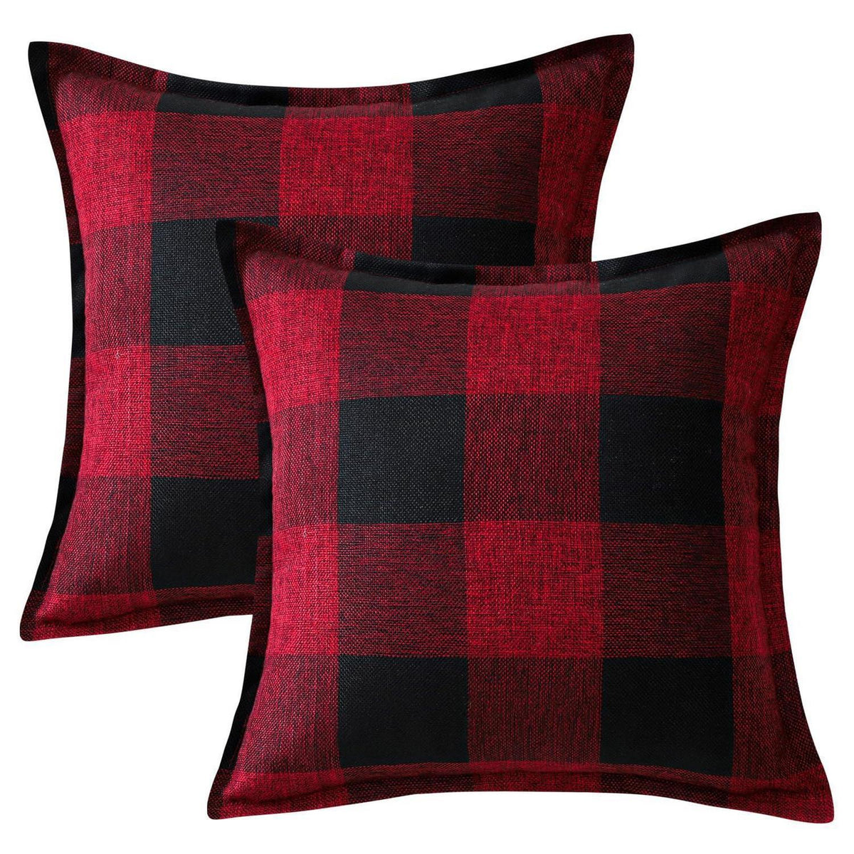 2x Kissenbezug Buffalo Plaid Schwarz Rot 40x40cm