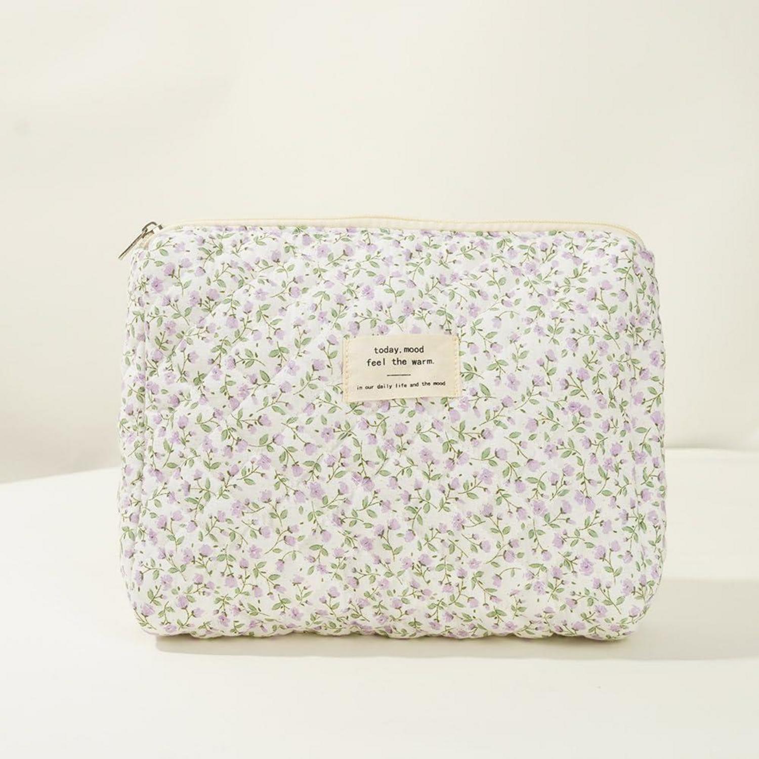 Kosmetiktasche Set Make up Bag Reise Baumwollstoff Blumen Muster Aesthetic Kawaii Beauty Bag