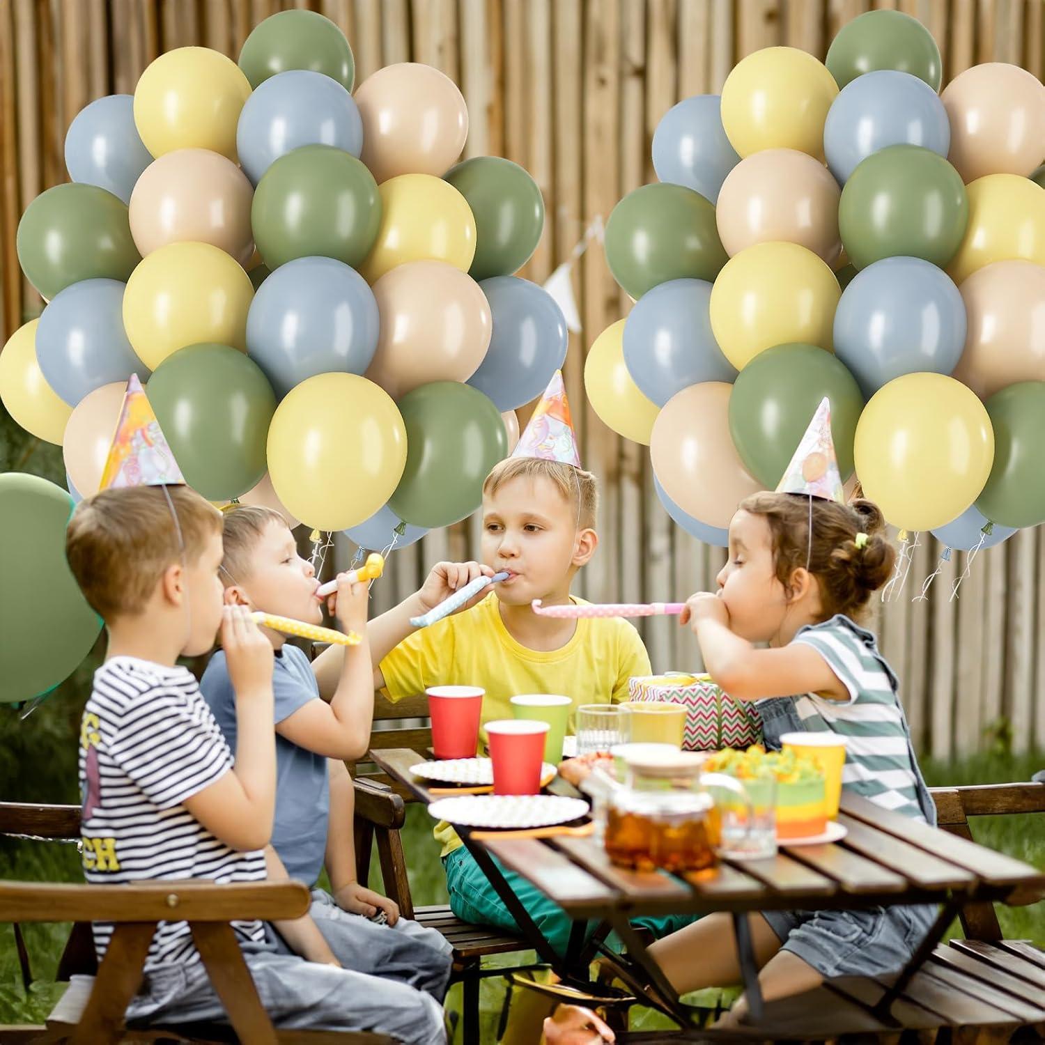 Lufballon Set Salbeigrün Gelb Blau 60 Stk 12 Zoll Latex Helium für